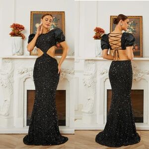 Elegant Sequin  Dress with Cut-Out Detail